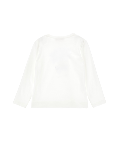 Monnalisa Bouquet Print Jersey T-shirt In Cream + Light Blue