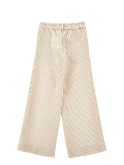 Monnalisa Wide-leg Corduroy Trousers In Ecru