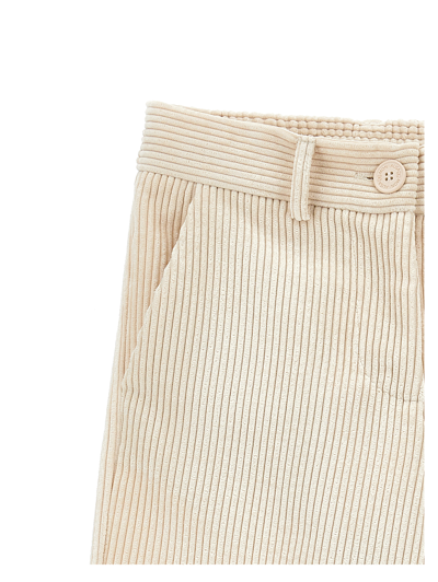 Monnalisa Wide-leg Corduroy Trousers In Ecru