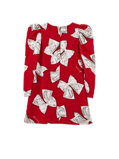 Monnalisa Maxi Bows Cady Dress In Ruby Red