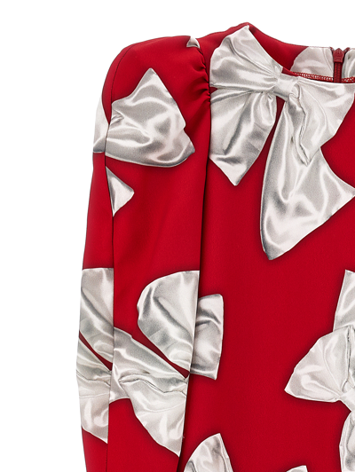 Monnalisa Maxi Bows Cady Dress In Ruby Red