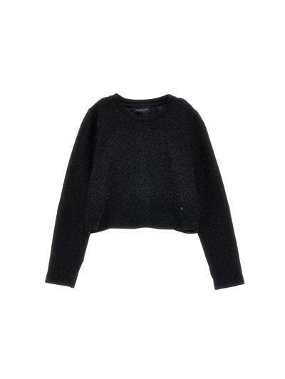 Monnalisa Lurex Cut-out T-shirt In Black