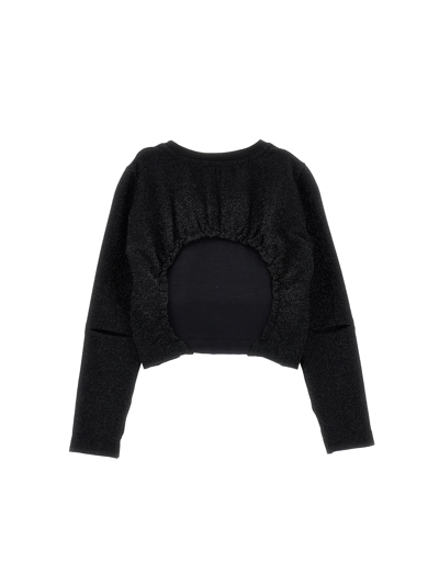 Monnalisa Lurex Cut-out T-shirt In Black