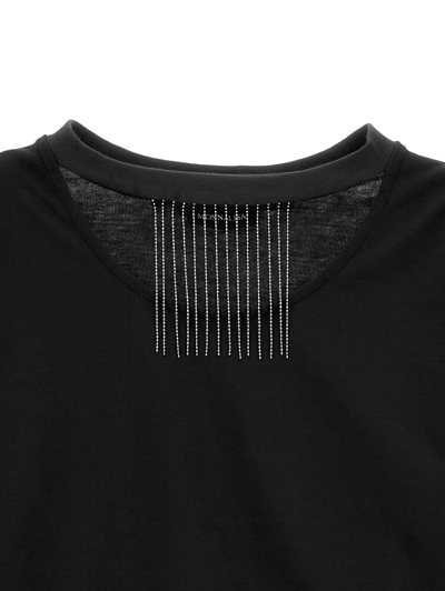 Shop Monnalisa Jersey T-shirt With Metallic Fringing In Black