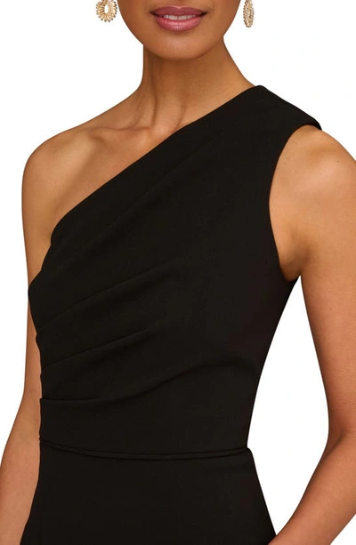 Shop Aidan Mattox By Adrianna Papell Tiered One-shoulder Ballgown In Black