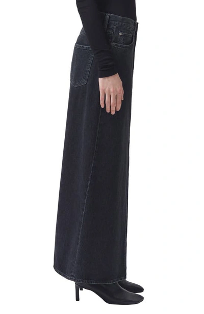 Agolde Leif Longline Denim Skirt In Black