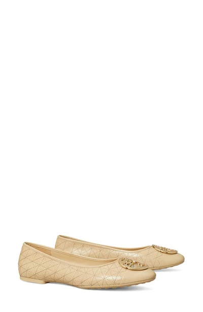 Tory Burch Claire Quilted Ballerina Shoes In Neutral