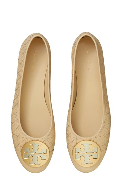 Tory Burch Claire Quilted Ballerina Shoes In Neutral