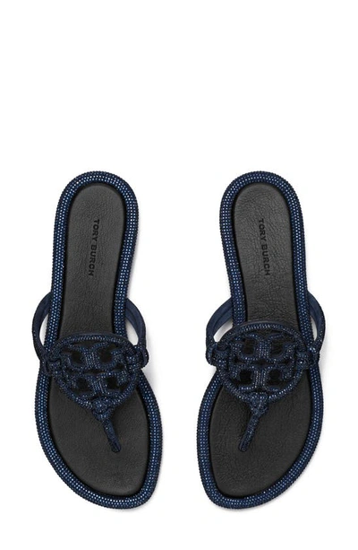 Shop Tory Burch Miller Knotted Pavé Sandal In Perfect Navy