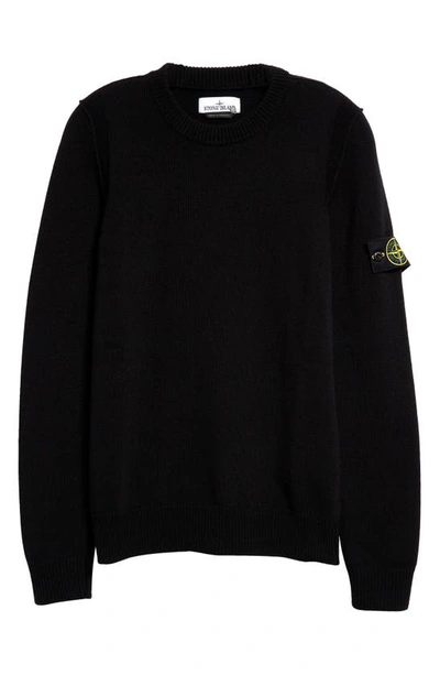 Stone Island Lightweight Wool Crew Neck Pullover In Black