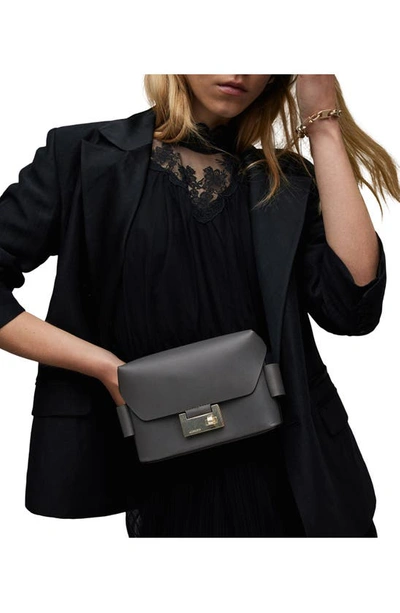 Shop Allsaints Frankie Leather Crossbody Bag In Slate Grey