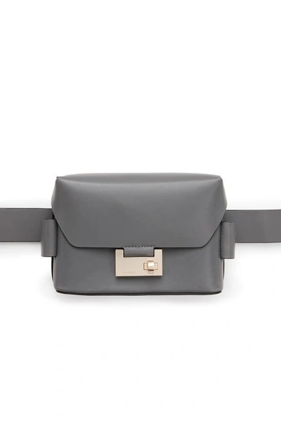 Shop Allsaints Frankie Leather Crossbody Bag In Slate Grey