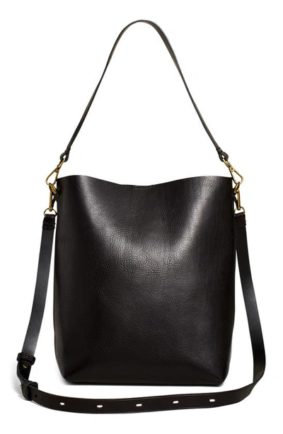 Shop Madewell The Transport Leather Bucket Bag In Black