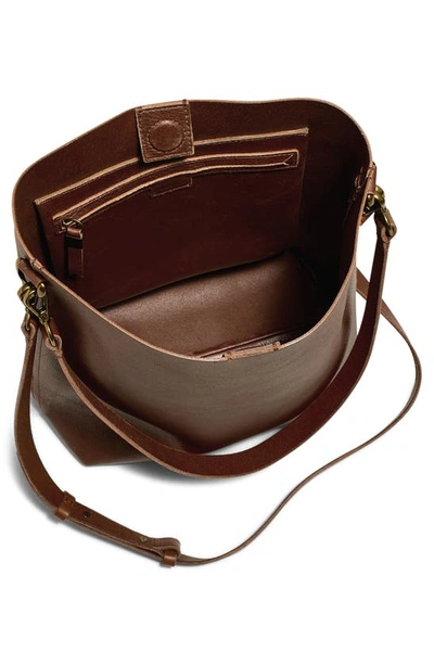 Shop Madewell The Transport Leather Bucket Bag In Soft Mahogany