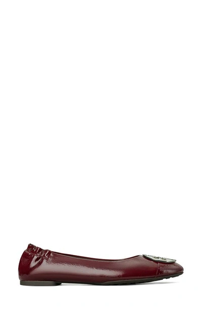 Shop Tory Burch Claire Ballet Flat In Dark Carmine / Gold / Silver