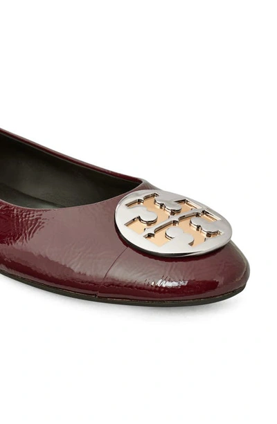 Shop Tory Burch Claire Ballet Flat In Dark Carmine / Gold / Silver