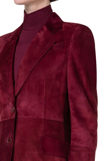 Akris Punto Suede Tailored Blazer Jacket In Garnet