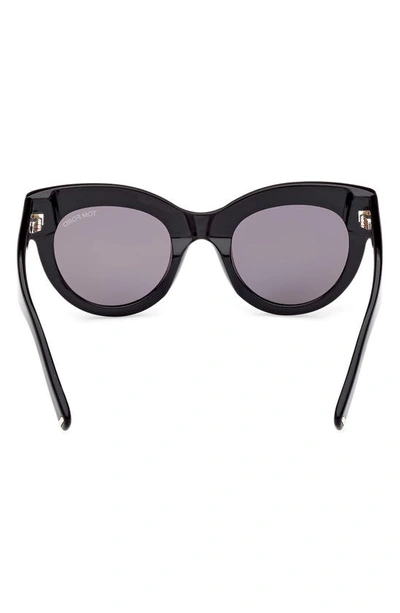 Shop Tom Ford Lucilla 51mm Gradient Cat Eye Sunglasses In Shiny Black / Smoke Silver