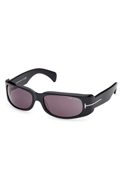 Shop Tom Ford Corey 59mm Square Sunglasses In Shiny Black / Smoke
