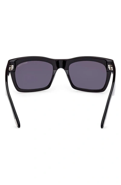 Shop Tom Ford Nico 56mm Square Sunglasses In Shiny Black / Smoke