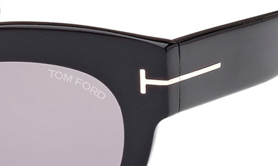 Shop Tom Ford Lucilla 51mm Gradient Cat Eye Sunglasses In Shiny Black / Smoke Silver