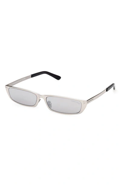 Shop Tom Ford Everett 59mm Square Sunglasses In Shiny Palladium / Smoke Mirror