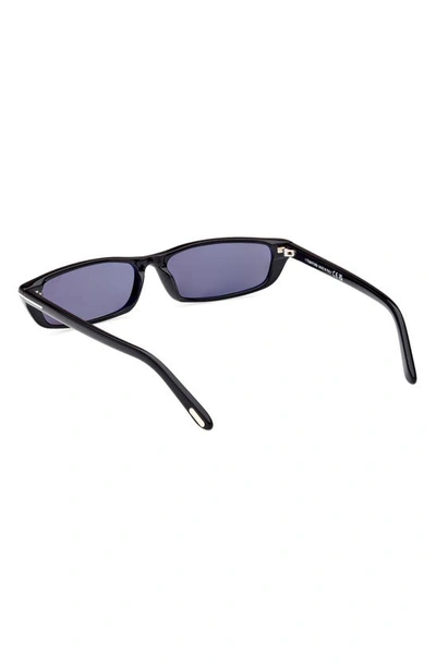 Shop Tom Ford Alejandro 59mm Square Sunglasses In Shiny Black / Smoke