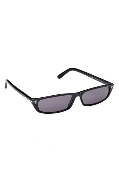 Shop Tom Ford Alejandro 59mm Square Sunglasses In Shiny Black / Smoke
