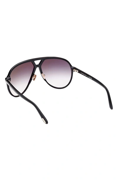Shop Tom Ford Bertrand 64mm Gradient Oversize Pilot Sunglasses In Shiny Black / Gradient Smoke