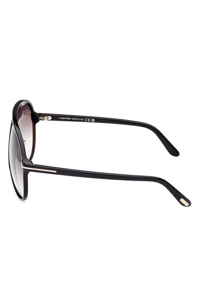 Shop Tom Ford Bertrand 64mm Gradient Oversize Pilot Sunglasses In Shiny Black / Gradient Smoke