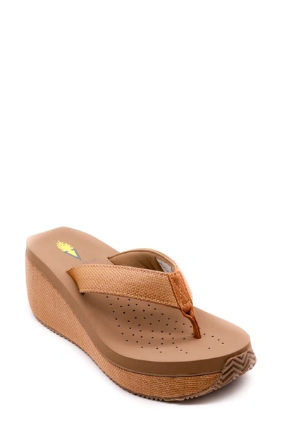 Shop Volatile Bahama Platform Wedge Flip Flop In Tan Woven