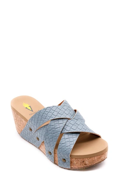 Shop Volatile Newport Crisscross Platform Slide Sandal In Denim