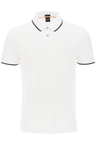 Shop Hugo Boss Boss Passertip Slim Fit Polo Shirt In Cotton Piqué Men In White