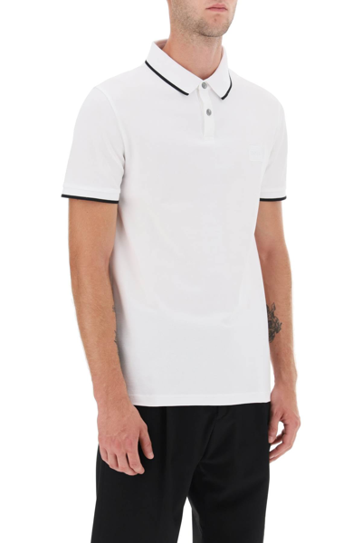 Shop Hugo Boss Boss Passertip Slim Fit Polo Shirt In Cotton Piqué Men In White