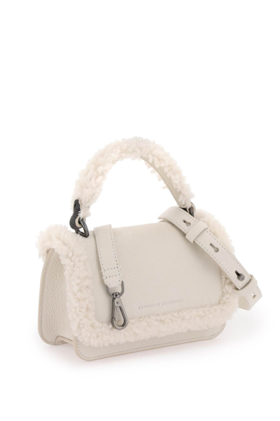 Shop Brunello Cucinelli Nabuk Leather 'city' Handbag Women In White