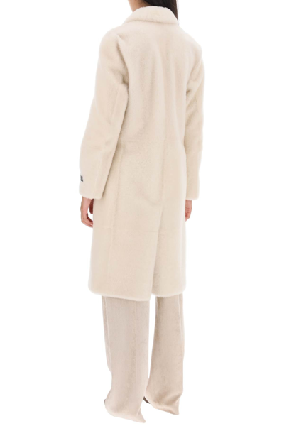 Shop Brunello Cucinelli Reversible Shearling Coat Women In White