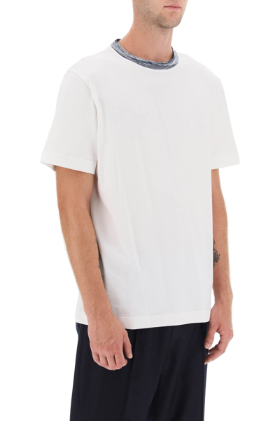 Shop Missoni T-shirt With Contrasting Crew Neck Men In White