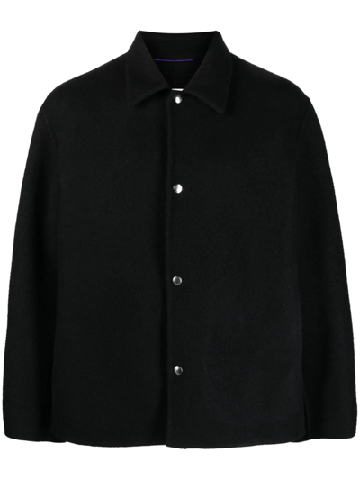 Shop Oamc Black Virgin Wool Blend Jacket In Nero