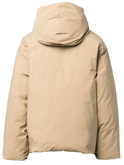 Shop Oamc Beige Hooded Puffer Jacket