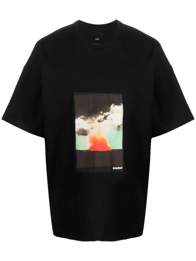 Shop Oamc Black Cotton T-shirt In Nero