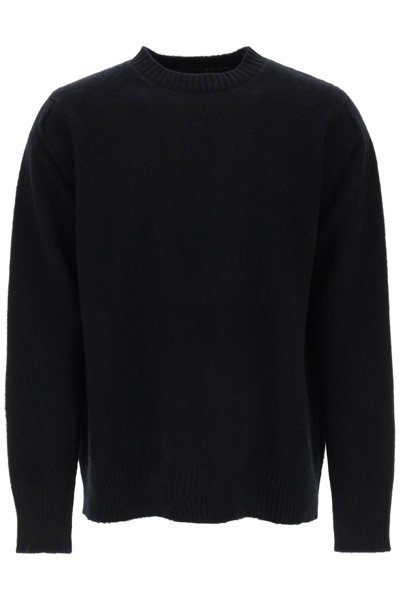 Shop Oamc Wool Sweater With Jacquard Logo Men In Black