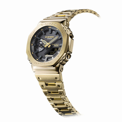 Pre-owned Casio G-shock Gm-b2100gd-9ajf Yellow Gold Metal Case Solar Bluetooth Men Watch