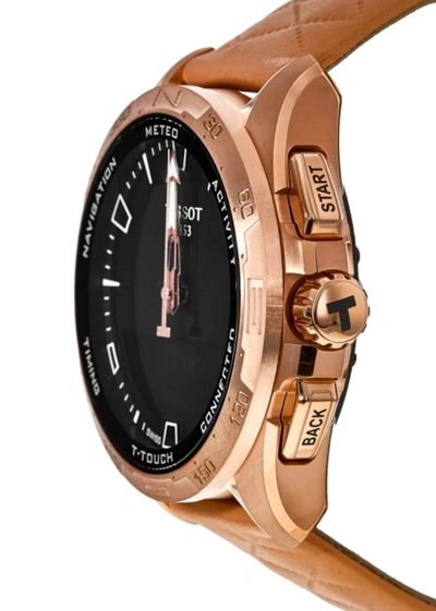 Pre-owned Tissot T-touch Connect Solar Black Dial Leather Strap Men's Watch T1214204605100