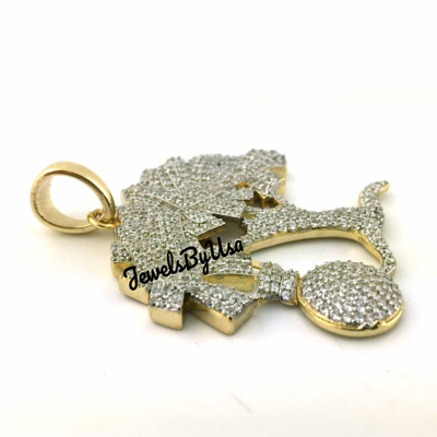 Pre-owned Nsg 1.98ct Yellow Gold Plated Silver Men's D/vvs Moissanite Money Tree Charm Pendant In White