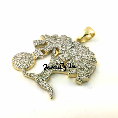 Pre-owned Nsg 1.98ct Yellow Gold Plated Silver Men's D/vvs Moissanite Money Tree Charm Pendant In White