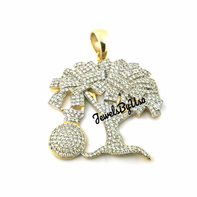 Pre-owned Nsg 1.98ct Yellow Gold Plated Silver Men's D/vvs Moissanite Money Tree Charm Pendant In White