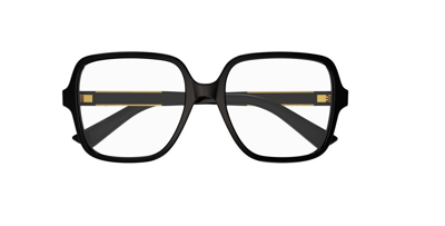 Pre-owned Gucci Gg1193o 001 Black With  Bold Logo Soft Square Women's Eyeglasses In Clear