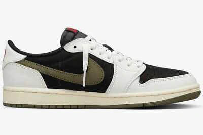 Pre-owned Nike Women's Air Jordan 1 Low Travis Scott Olive Dz4137-106 Fashion Shoes In White