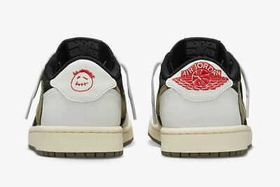 Pre-owned Nike Women's Air Jordan 1 Low Travis Scott Olive Dz4137-106 Fashion Shoes In White