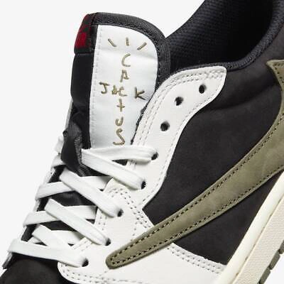 Pre-owned Nike Women's Air Jordan 1 Low Travis Scott Olive Dz4137-106 Fashion Shoes In White